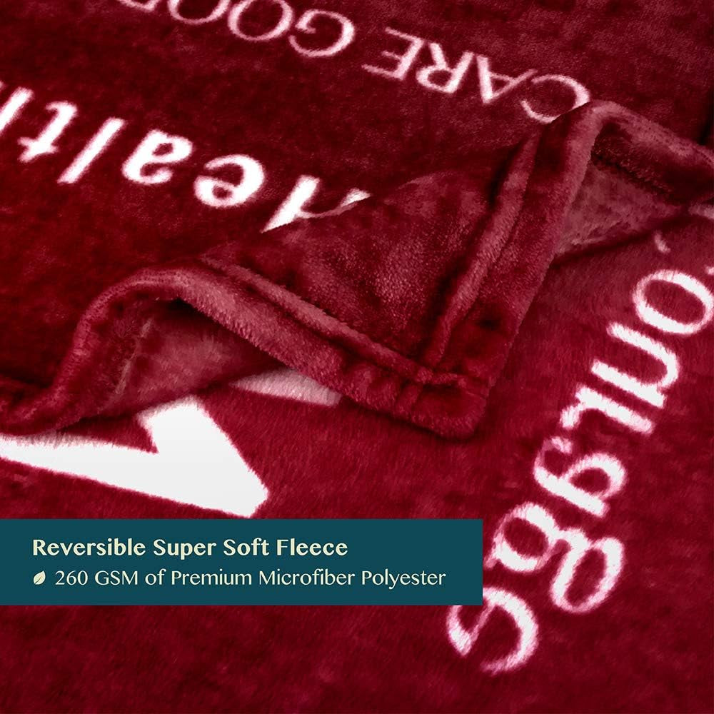 Healing Blanket Fleece, Get Well Soon Gift, Soft Hug Compassion Throw Blanket for Women Men, Comfort Caring Inspirational Patient Gift, Positive Thoughts Prayer Love Throw, 50X60 Red