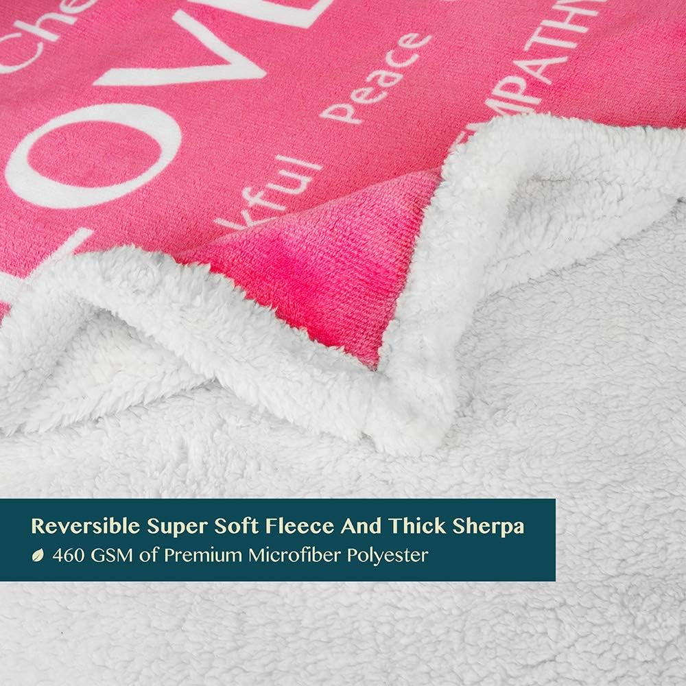 Healing Blanket Sherpa Fleece, Get Well Soon Gift, Soft Hug Compassion Throw Blanket for Women Men, Comfort Caring Inspirational Patient Gift, Positive Thoughts Prayer Love Throw, 50X60 Pink