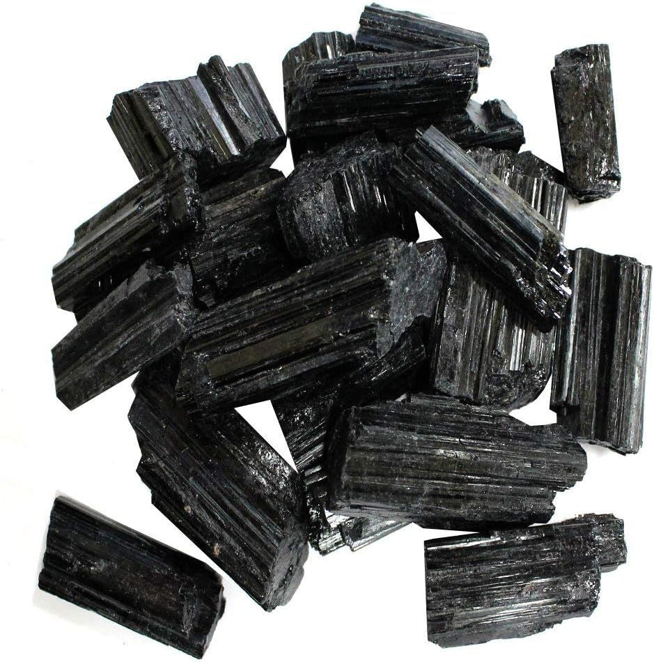 1/2 Lb Rough Black Tourmaline Crystals - Raw Natural Black Tourmaline Stones Bulk - Crystal Healing - Cabbing Cutting Lapidary Tumbling and Polishing