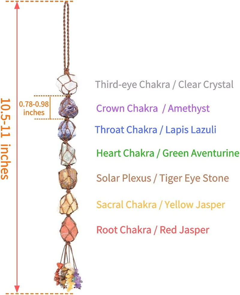 Handmade Gemstones Healing Feng Shui Crystals Window Car Decorations Hanging Ornament for Home Decor Party Decor(7 Chakra Raw Stone)