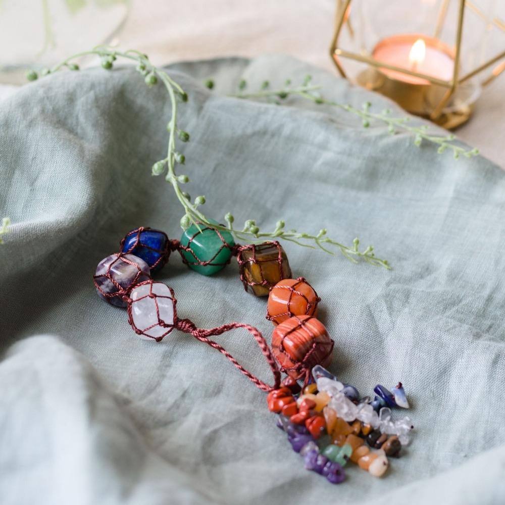 7 Chakra Raw Stone Hanging – Energetic and Spiritual Properties