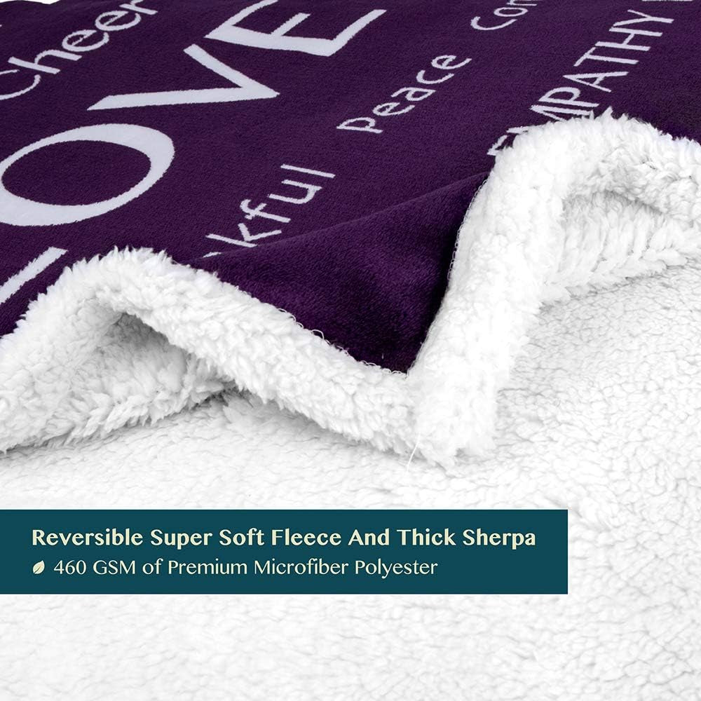 Healing Blanket Sherpa Fleece, Get Well Soon Gift, Soft Hug Compassion Throw Blanket for Women Men, Comfort Caring Inspirational Patient Gift, Positive Thoughts Prayer Love Throw, 50X60 Purple