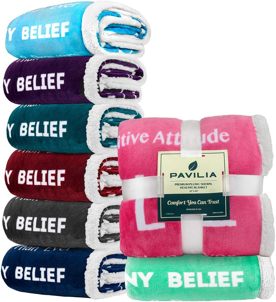 Healing Blanket Sherpa Fleece, Get Well Soon Gift, Soft Hug Compassion Throw Blanket for Women Men, Comfort Caring Inspirational Patient Gift, Positive Thoughts Prayer Love Throw, 50X60 Pink