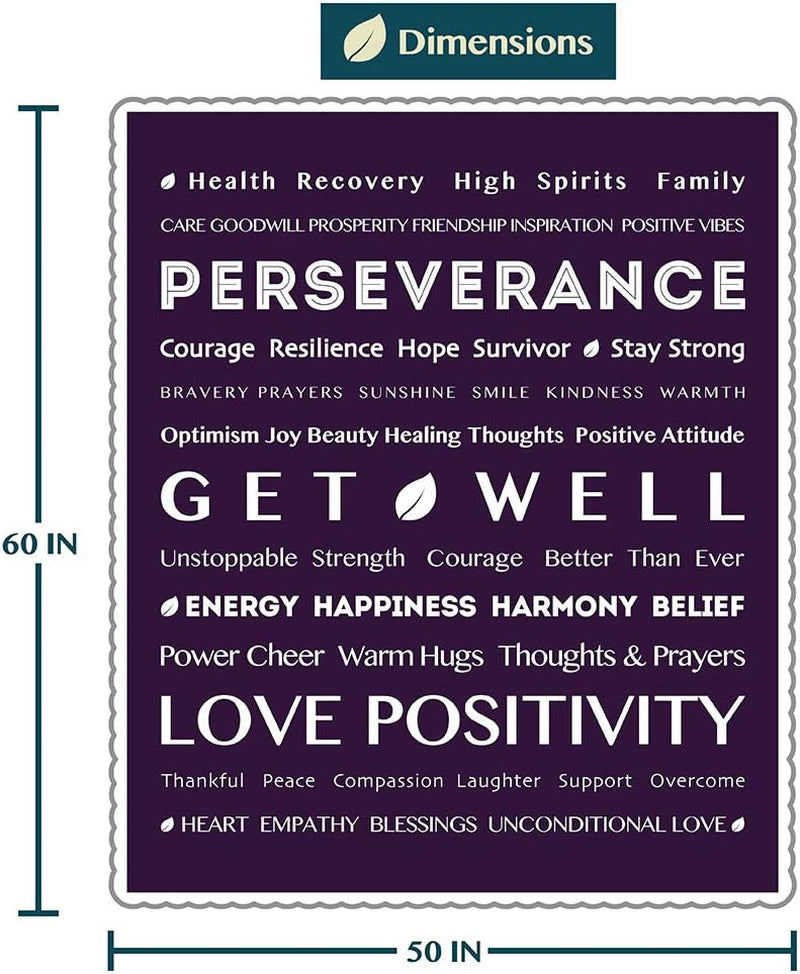 Healing Blanket Sherpa Fleece, Get Well Soon Gift, Soft Hug Compassion Throw Blanket for Women Men, Comfort Caring Inspirational Patient Gift, Positive Thoughts Prayer Love Throw, 50X60 Purple