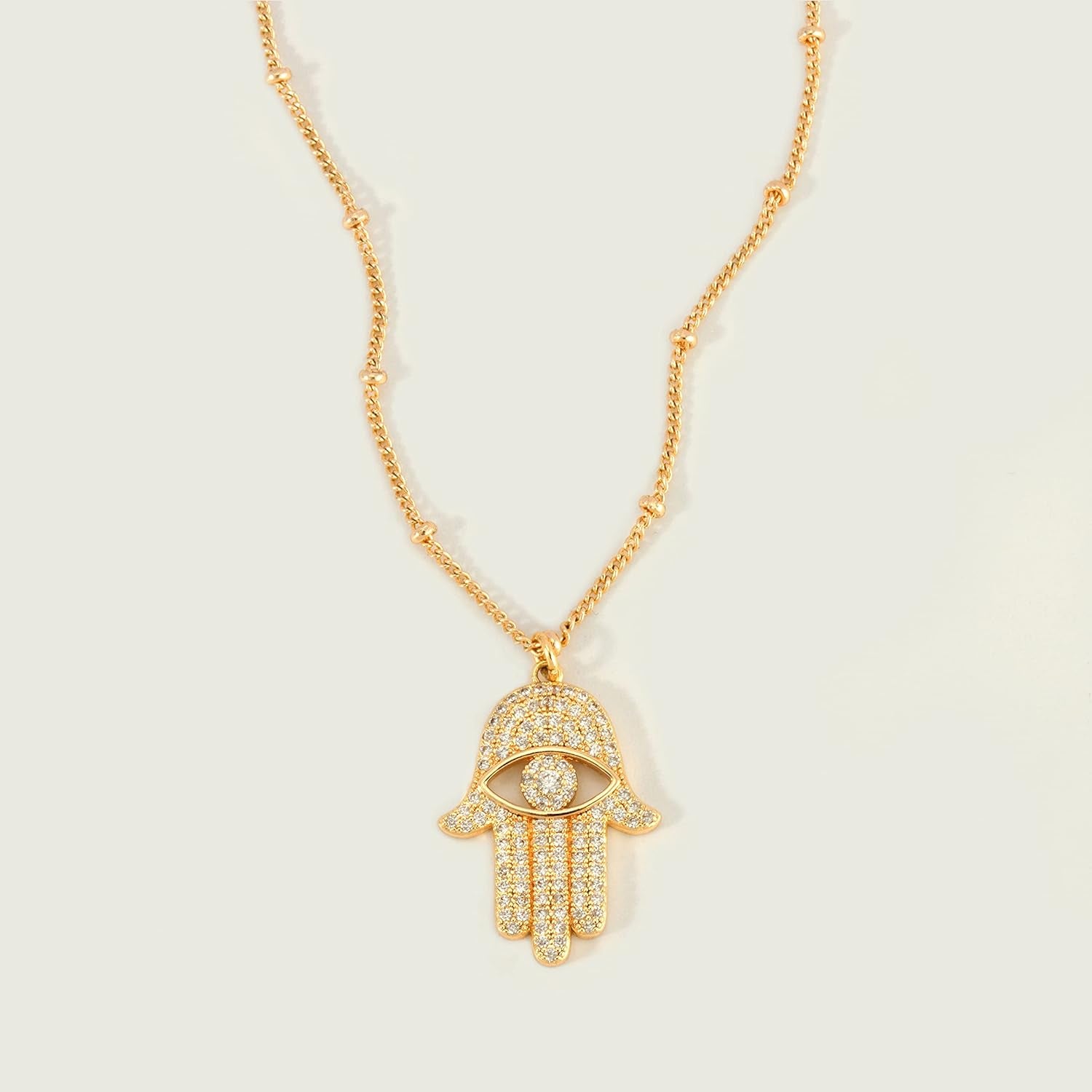 Gold Dainty Evil Eye Necklace for Women 18K Gold Plated Cute Delicate Solitaire Cubic Zirconia Boho Protection Evil Eye Minimalist Simple Necklace