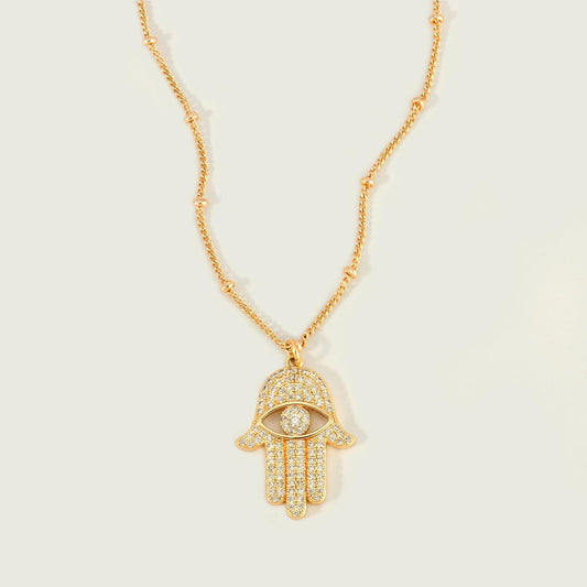 Gold Dainty Evil Eye Necklace for Women 18K Gold Plated Cute Delicate Solitaire Cubic Zirconia Boho Protection Evil Eye Minimalist Simple Necklace