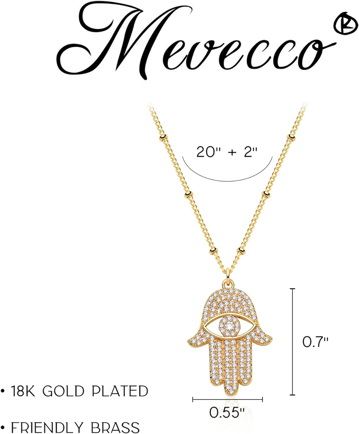 Gold Dainty Evil Eye Necklace for Women 18K Gold Plated Cute Delicate Solitaire Cubic Zirconia Boho Protection Evil Eye Minimalist Simple Necklace