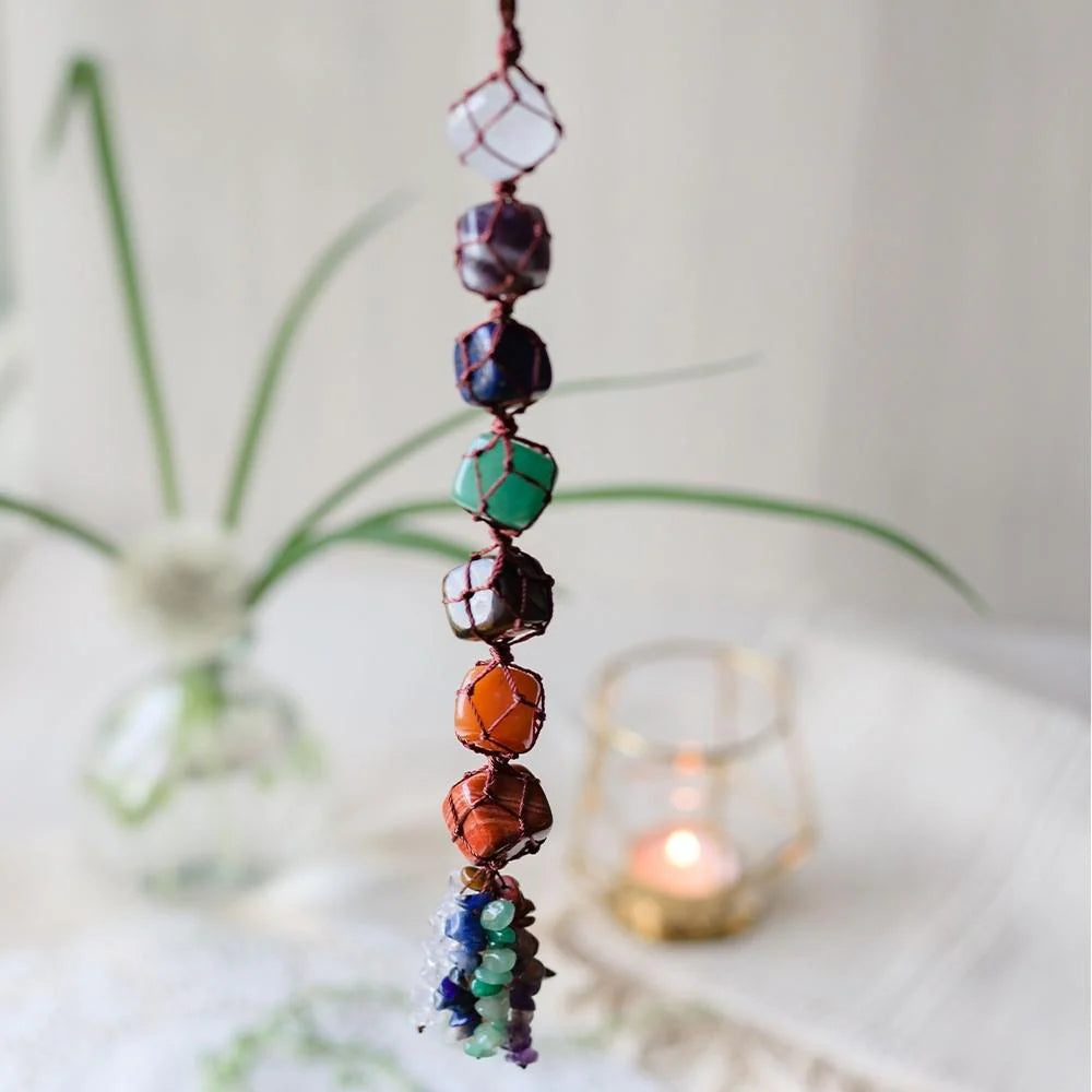7 Chakra Raw Stone Hanging – Energetic and Spiritual Properties