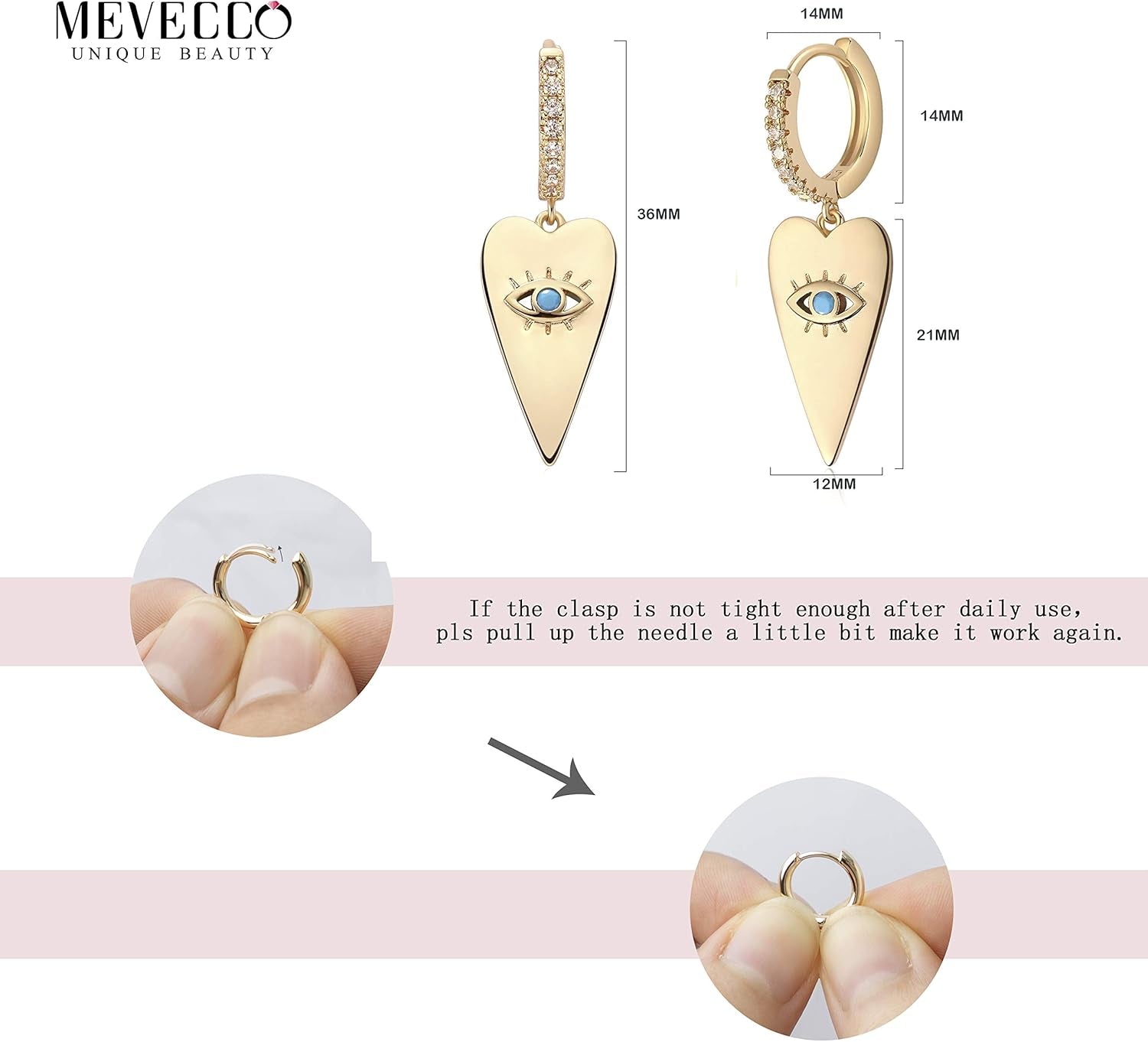 Gold Dainty Dangle Hoop Earrings for Women 14K Gold Plated Delicate Cute Geometric Triangle Cone Dangle Earrings