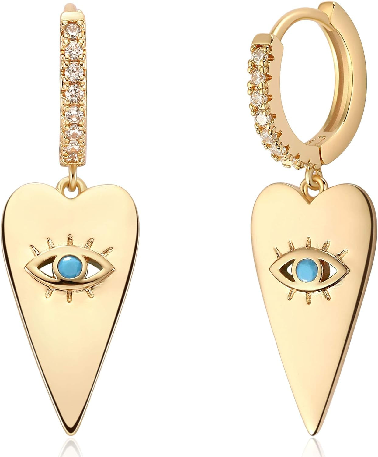 Gold Dainty Dangle Hoop Earrings for Women 14K Gold Plated Delicate Cute Geometric Triangle Cone Dangle Earrings