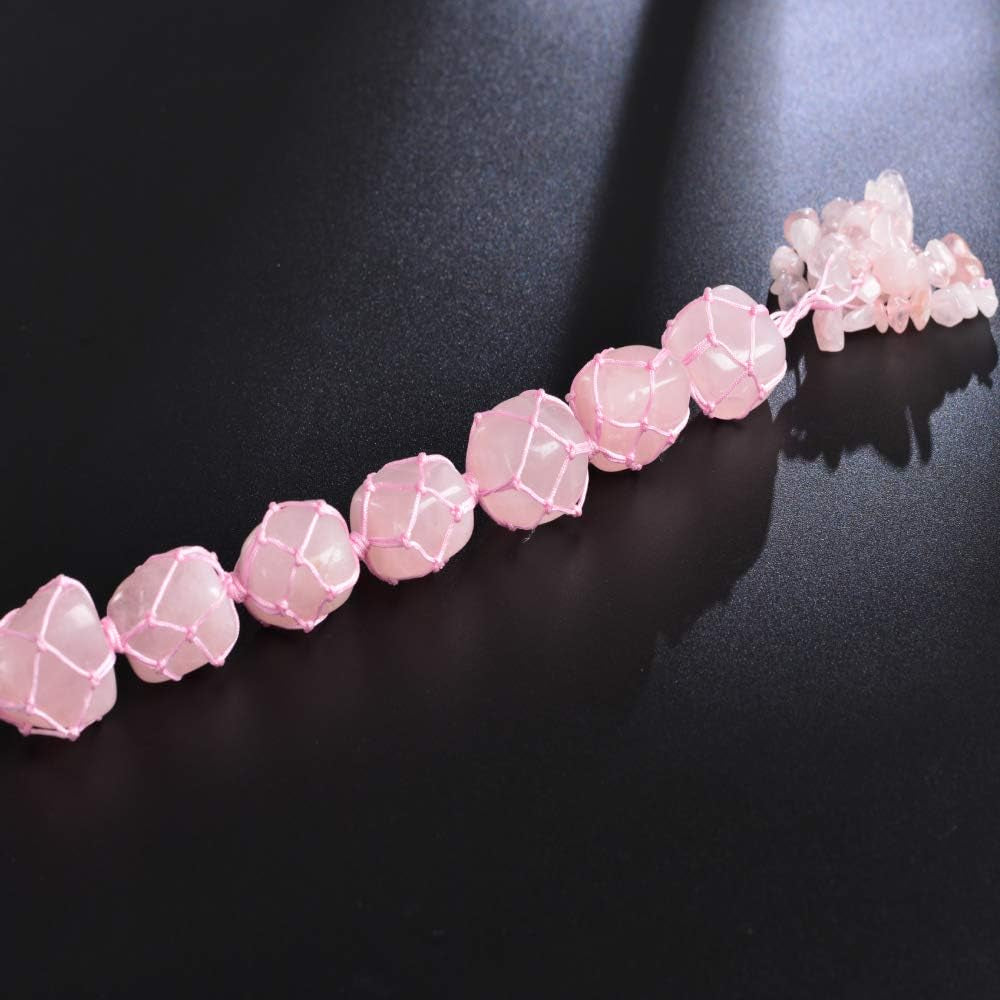 Handmade Natural Crystal Rose Quartz Car Hanging Ornaments for Home Decoration Feng Shui Ornament Yoga Meditation Car Decoration Tumbled Palm Stones