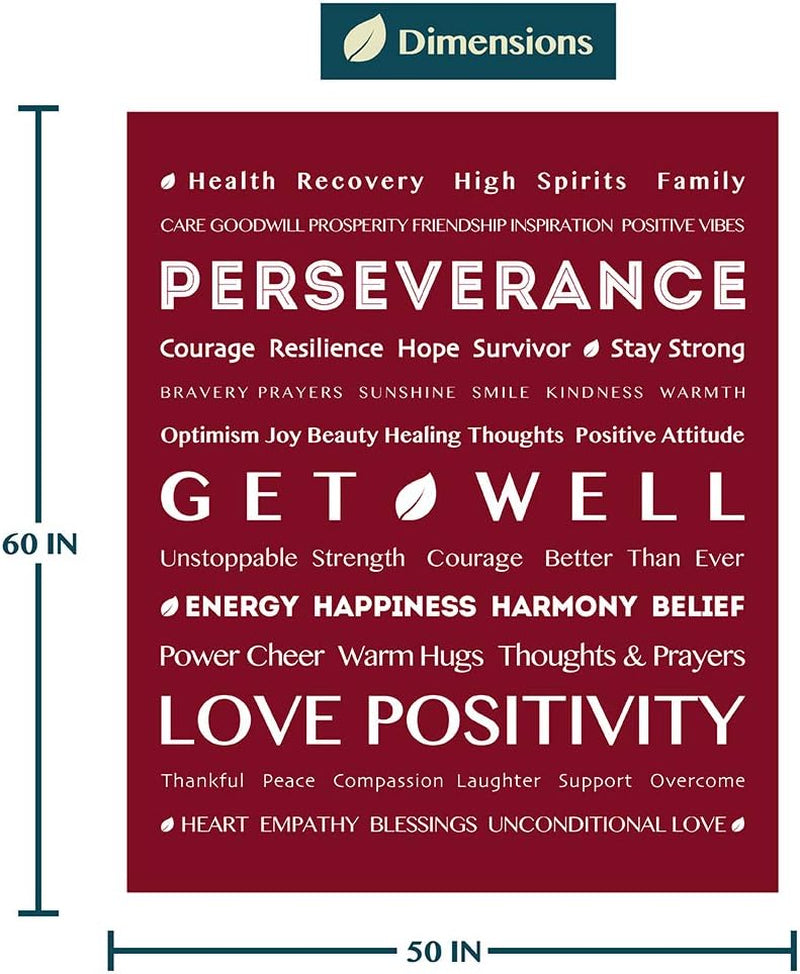 Healing Blanket Fleece, Get Well Soon Gift, Soft Hug Compassion Throw Blanket for Women Men, Comfort Caring Inspirational Patient Gift, Positive Thoughts Prayer Love Throw, 50X60 Red