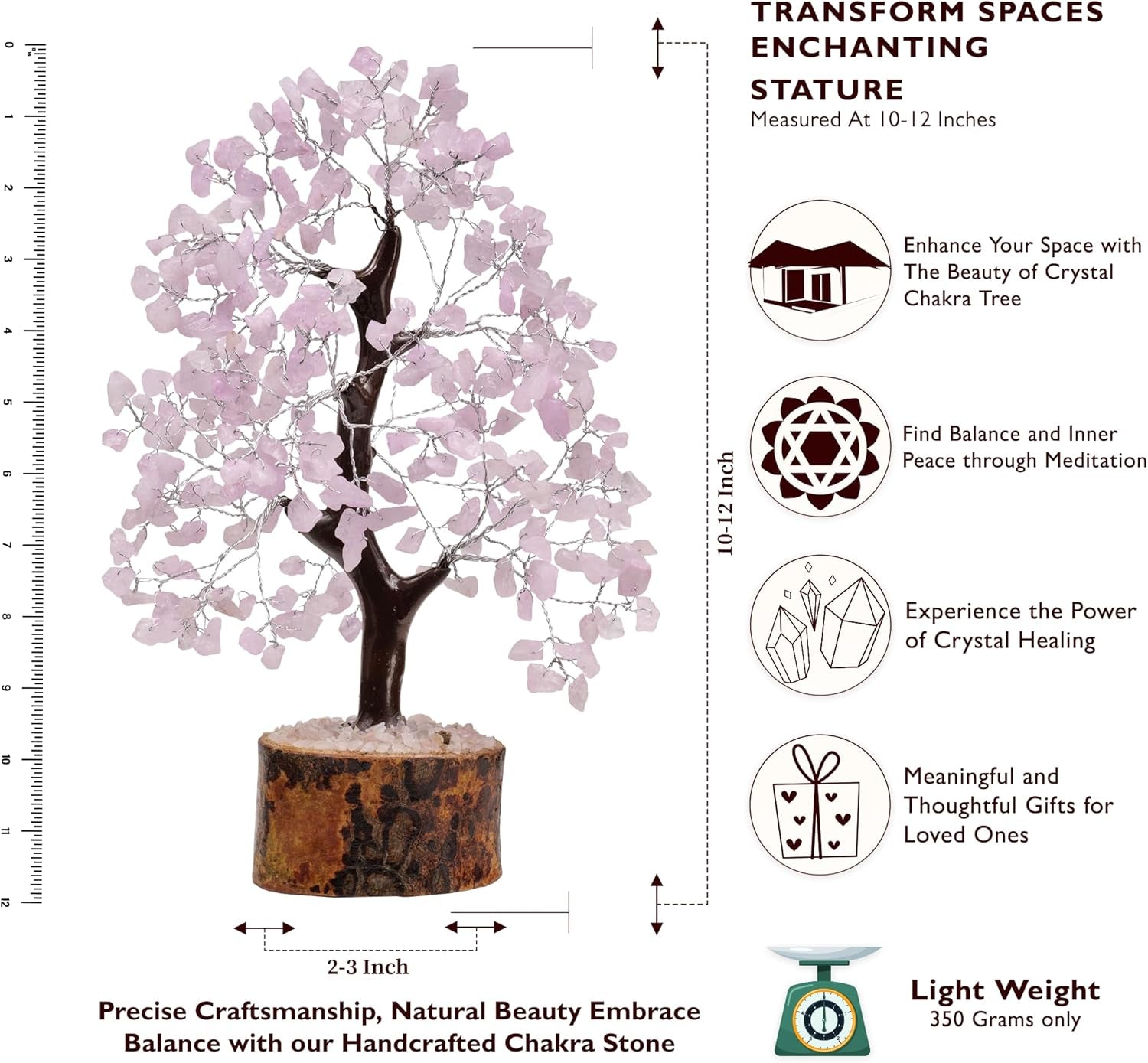 Rose Quartz Tree - Feng Shui Tree, Crystal Tree of Life, Rose Quarts Crystals, Rose Quartz Decor, Crystal Home Decor - Chakra Tree, Spiritual Gifts