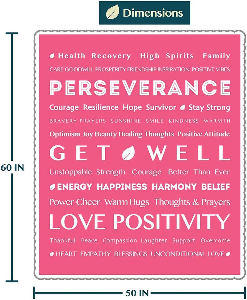 Healing Blanket Sherpa Fleece, Get Well Soon Gift, Soft Hug Compassion Throw Blanket for Women Men, Comfort Caring Inspirational Patient Gift, Positive Thoughts Prayer Love Throw, 50X60 Pink