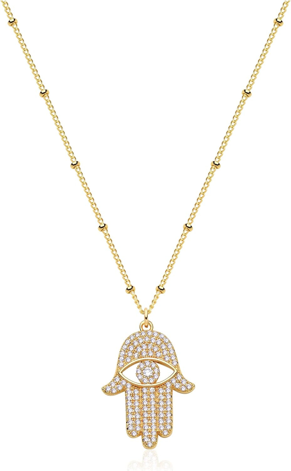Gold Dainty Evil Eye Necklace for Women 18K Gold Plated Cute Delicate Solitaire Cubic Zirconia Boho Protection Evil Eye Minimalist Simple Necklace