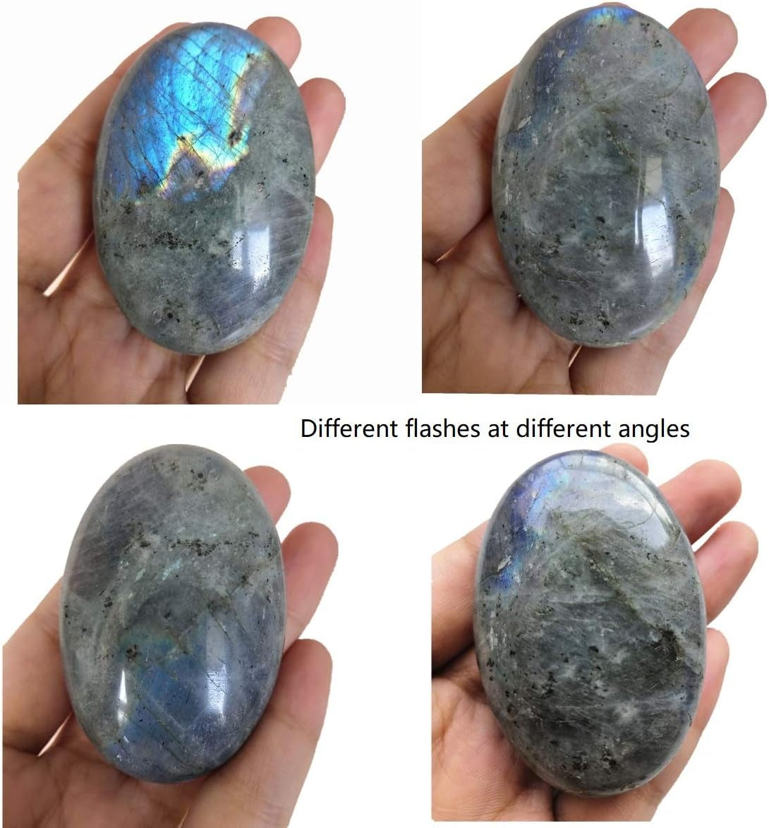 Natural Moonstone Oval Polished Worry Stones, Healing Crystal Indoor Fountain Stones Massage Energy Anxiety Relief Items