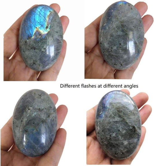 Natural Moonstone Oval Polished Worry Stones, Healing Crystal Indoor Fountain Stones Massage Energy Anxiety Relief Items