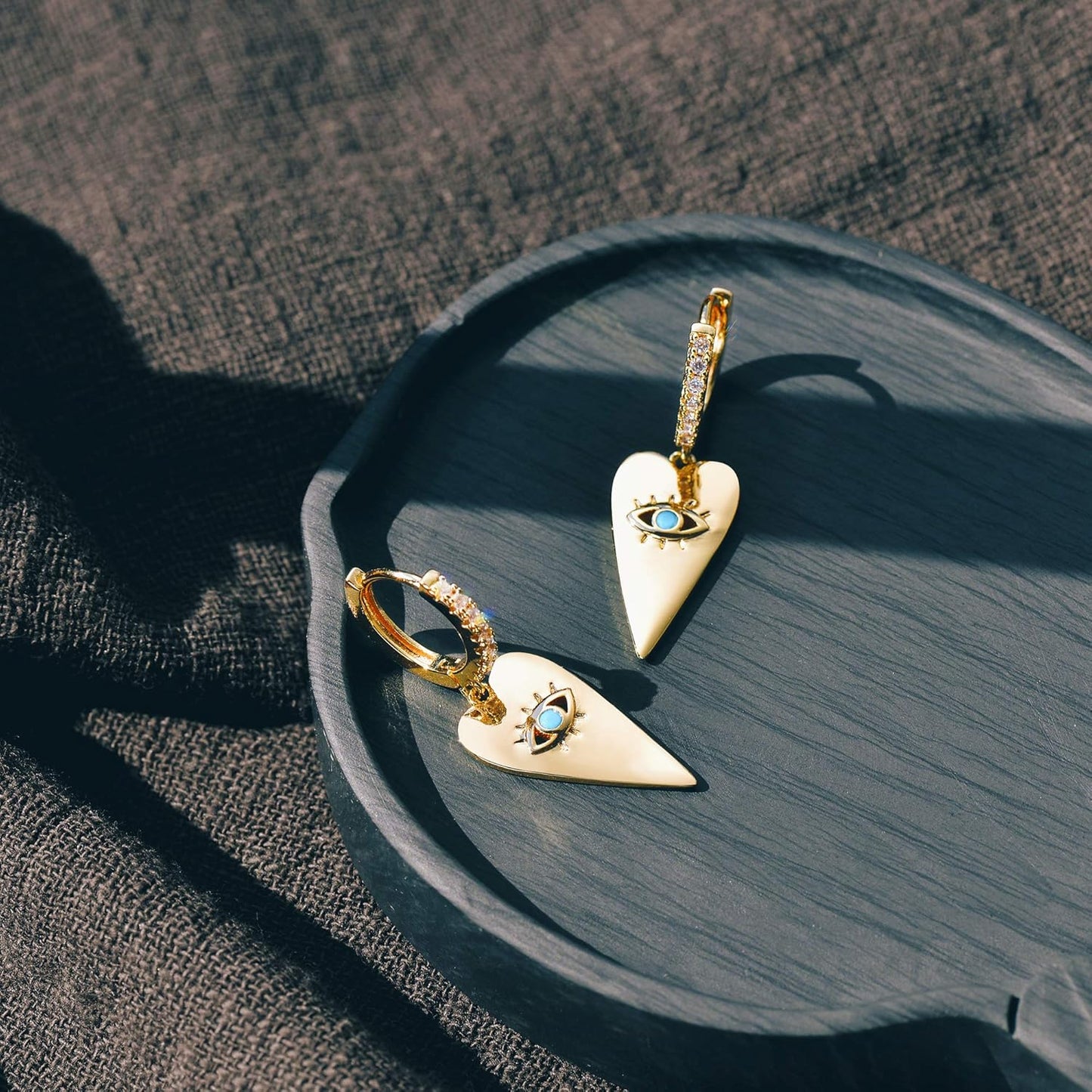 Gold Dainty Dangle Hoop Earrings for Women 14K Gold Plated Delicate Cute Geometric Triangle Cone Dangle Earrings