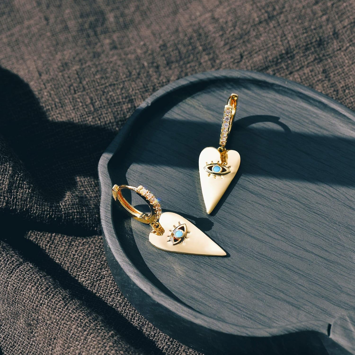 Gold Dainty Dangle Hoop Earrings for Women 14K Gold Plated Delicate Cute Geometric Triangle Cone Dangle Earrings