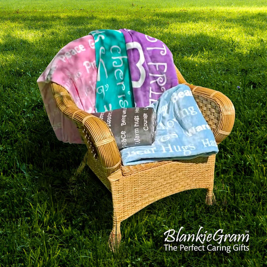 Blankiegram Healing Thoughts Throw Blanket, Comfort Gifts, Spread Positive Energy, Send Hugs with Inspirational Blanket, Perfect Get Well Gifts for Women, Men and Children - 50"X60" (Pink)